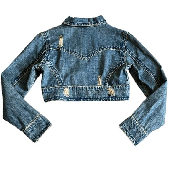 Z. Cavaricci Distressed 100% Cotton Denim Cropped Vintage Jean Jacket size XS - Picture 2 of 9